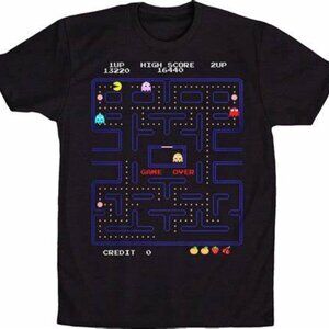 LAST CALL!! Black PAC-MAN Gamer T-shirt, Adult S